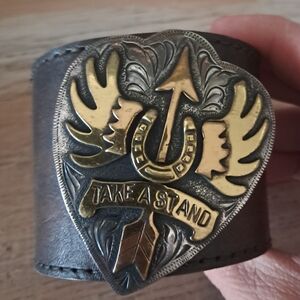 Take A Stand Leather Cuff Bracelet
